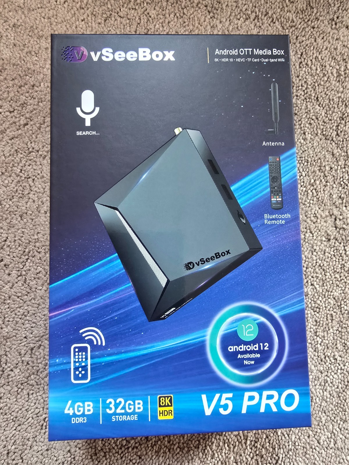 vSeeBox V5 PRO Android 12 OTT Media Box 4GB RAM 32GB Storage 8K HDR WiFi – Used