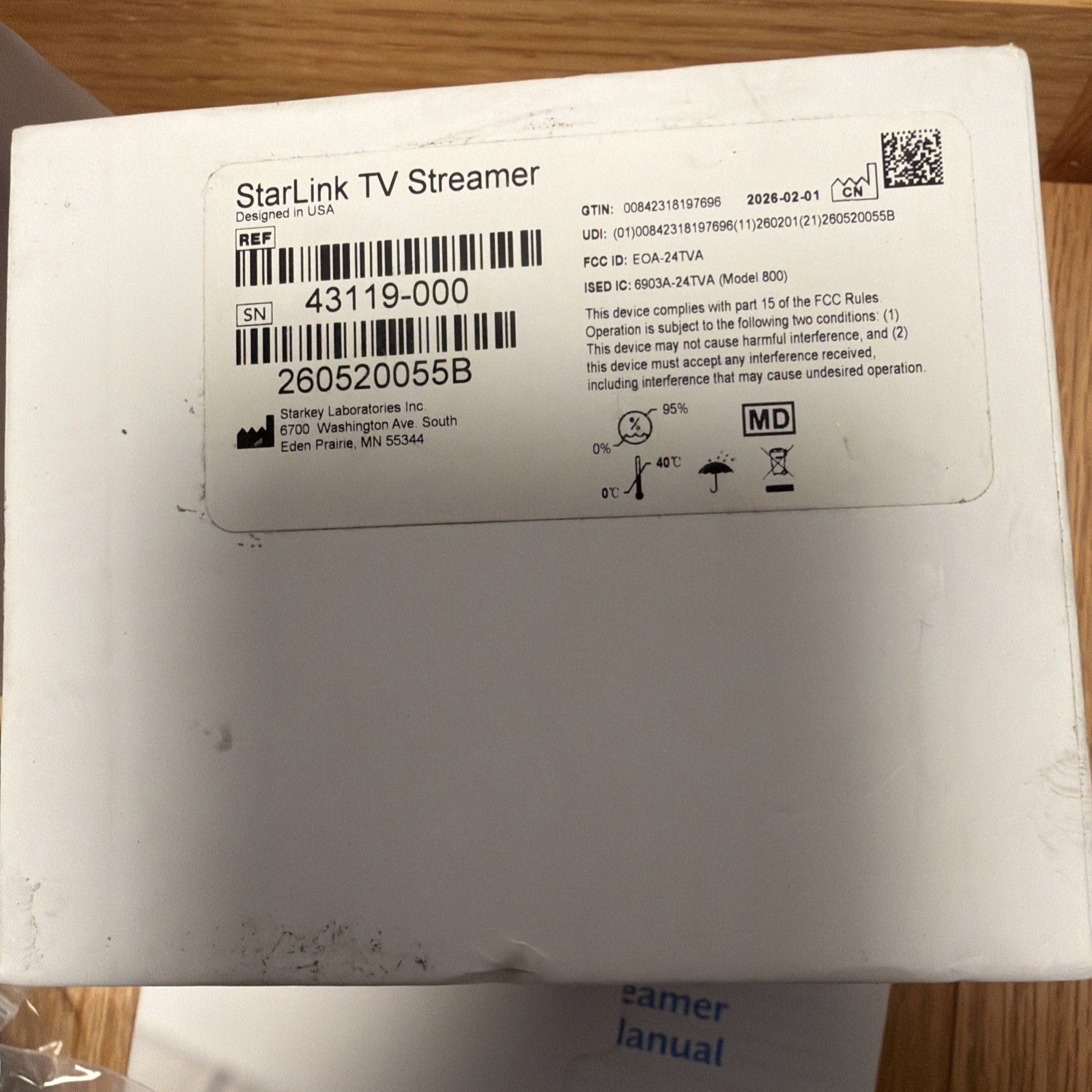 Starkey StarLink TV Streamer Model 800 Wireless 2.4 GHz Transmitter New Open Box