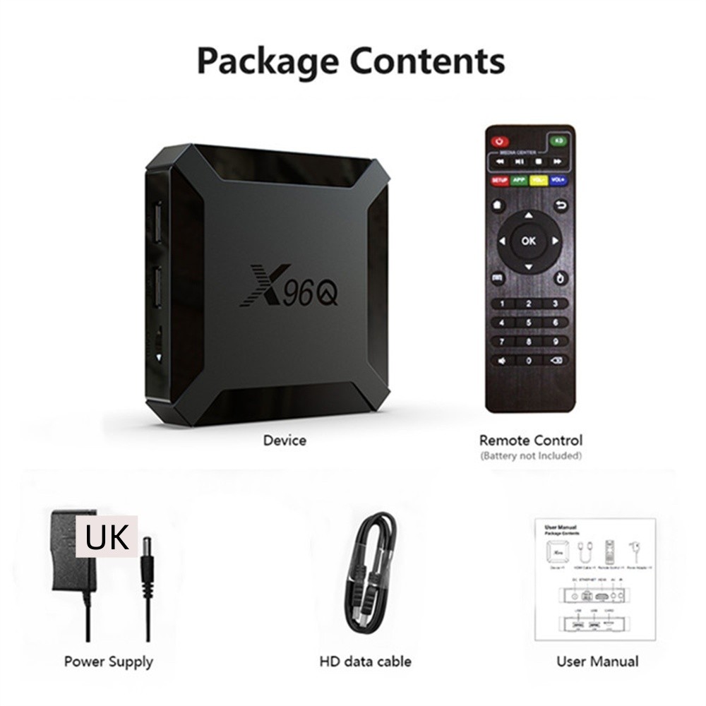 X96Q Pro Android 10 TV Box 1G/8G 2.4G WiFi Quad Core HD 4K Media Stream Player