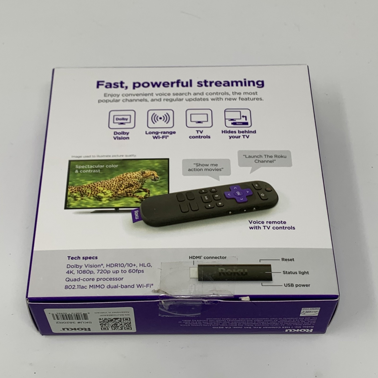 Roku Streaming Stick 4K/HDR/Dolby Vision Streaming Device Roku Voice Remote