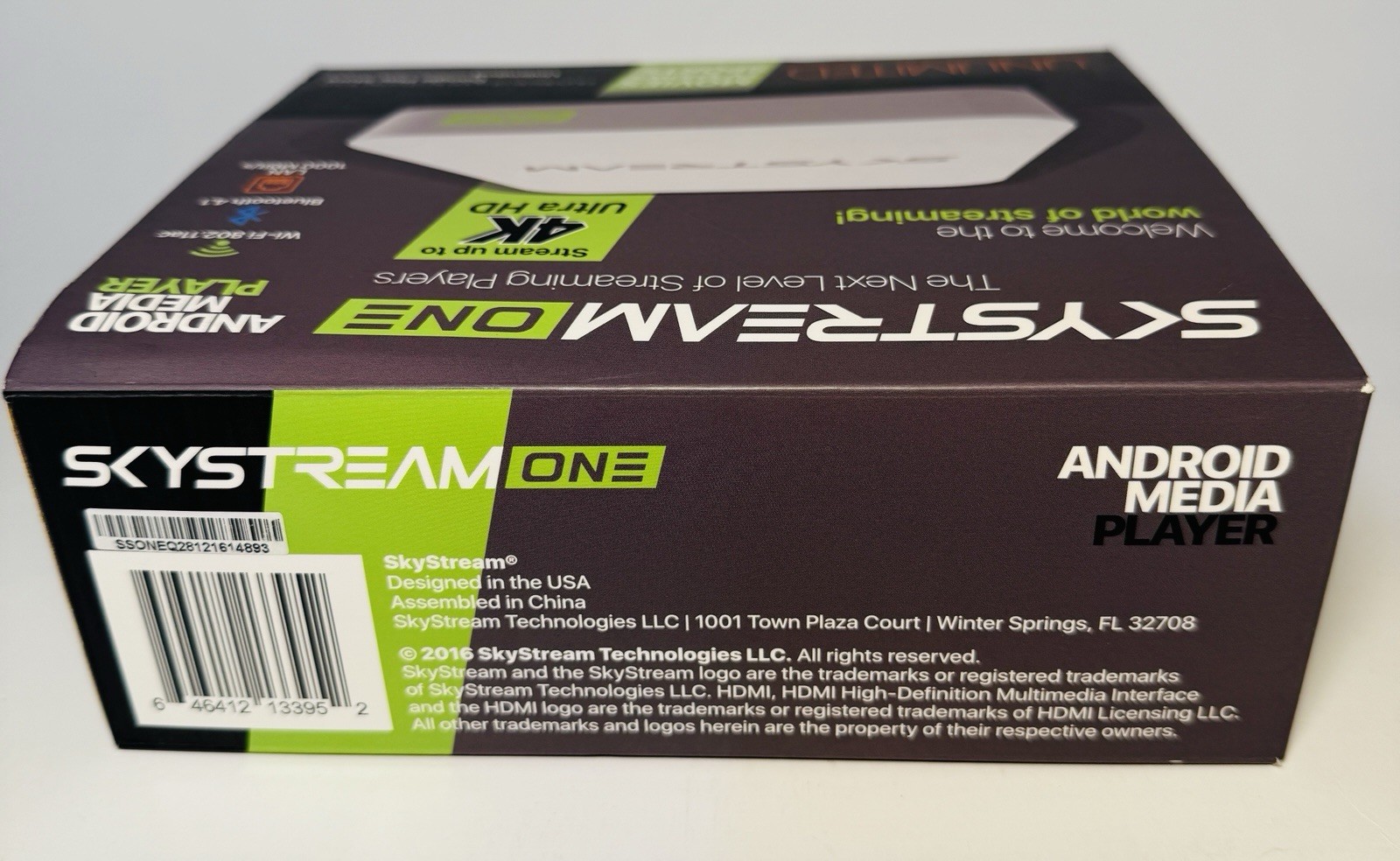 SkyStream One Android Media Streamer SS-ONE Media Box w/ Power Cord And Remote