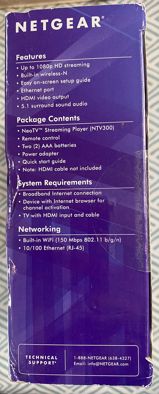 Netgear NTV300-100NAS NeoTV Digital HD Media Streamer Pre-owned (boxR)