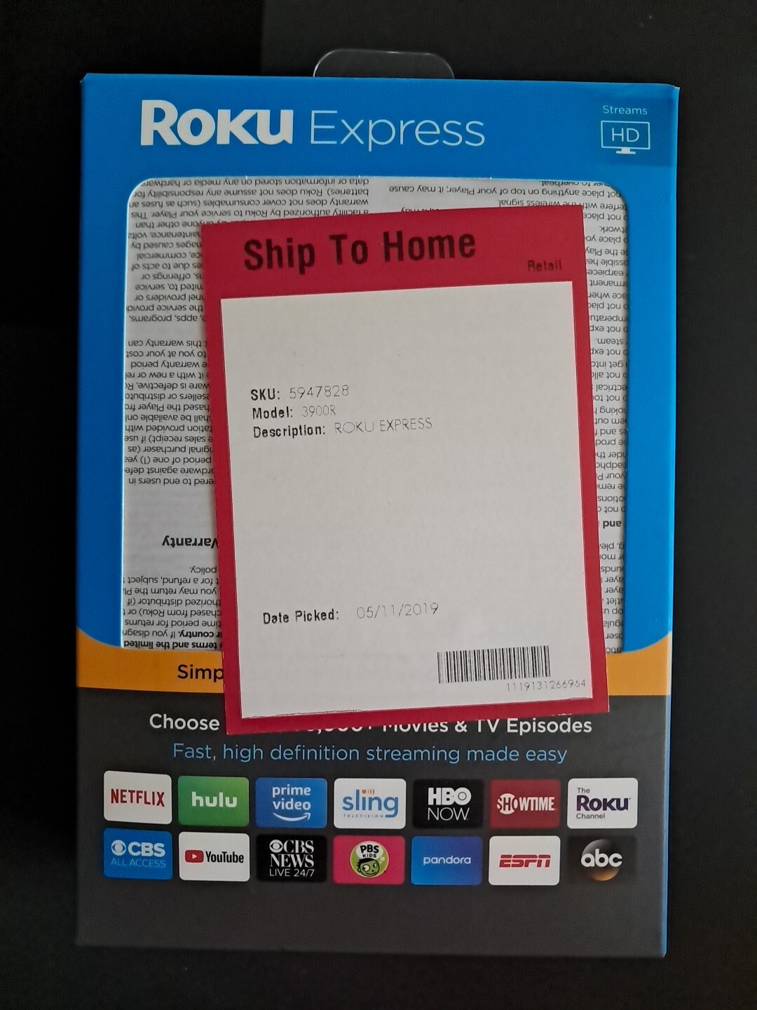 ROKU EXPRESS 3900R 1080p FULL HD MEDIA STREAMING PLAYER BLACK