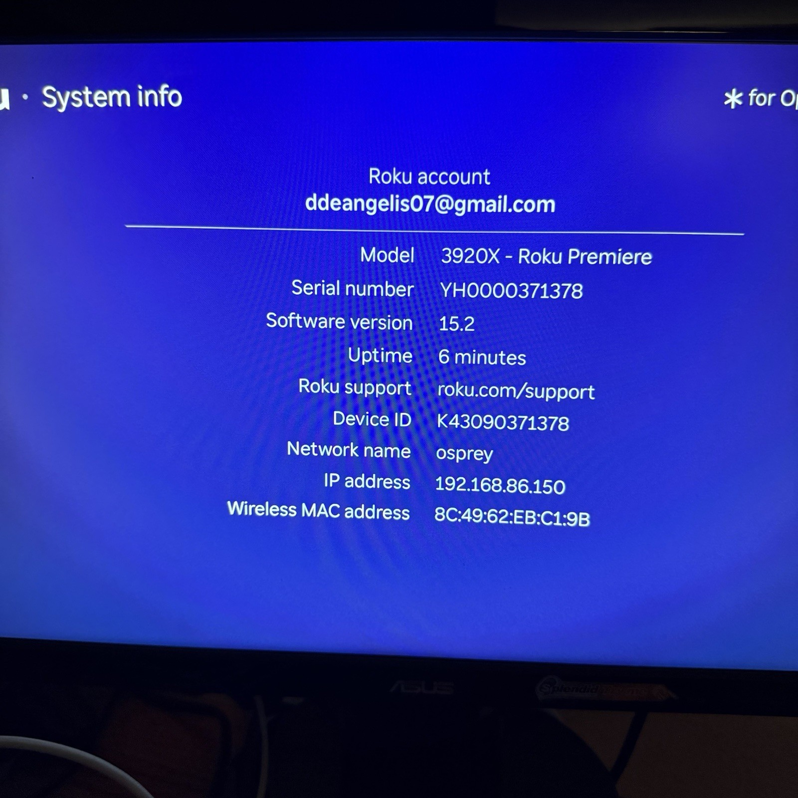 Roku Premiere 3920X 4K HDR Streaming Media Player Remote HDMI Power Tested