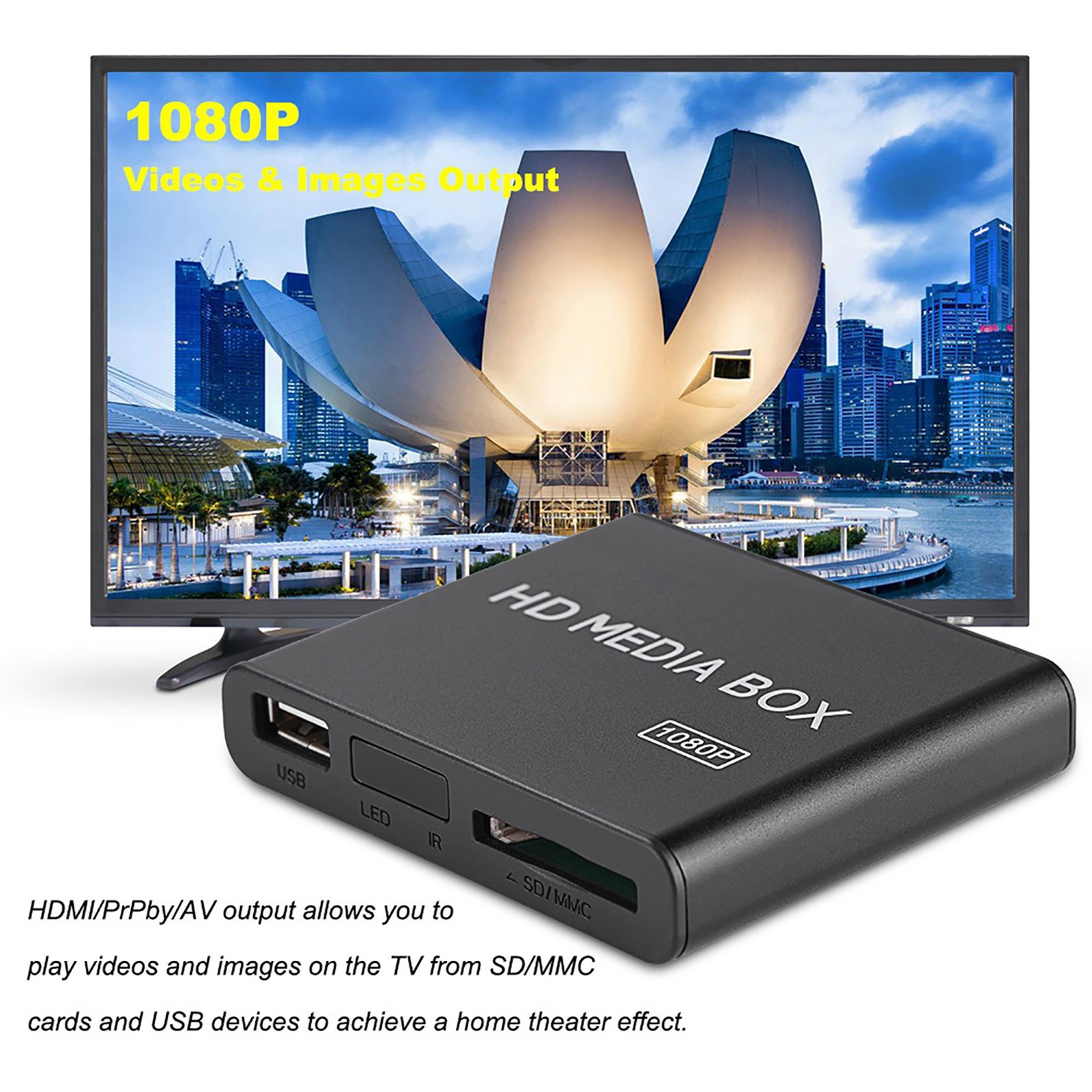 Full HD Box 1080P Media Player Box Support USB RMVB MP3 AVI MKV EU Plug❤TUA Part