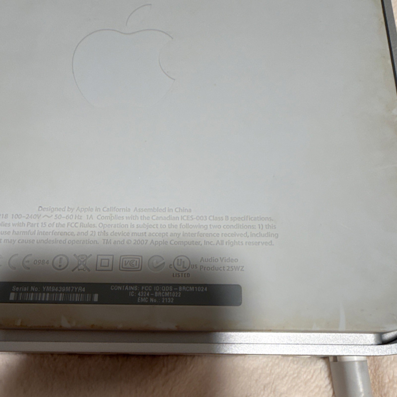 Apple TV A1218 Media Streamer Box Silver HDMI Ethernet USB 2007