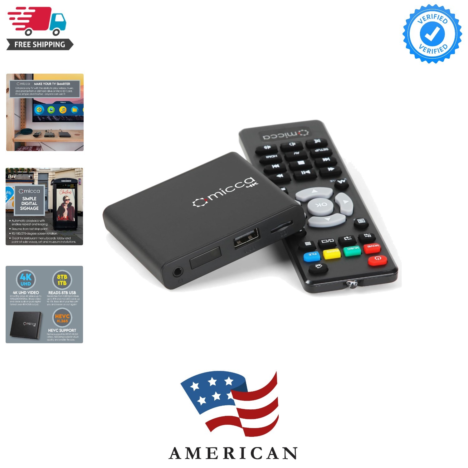4K Ultra-HD Digital Media Player for USB Drives and MicroSD Cards, Digital Si…