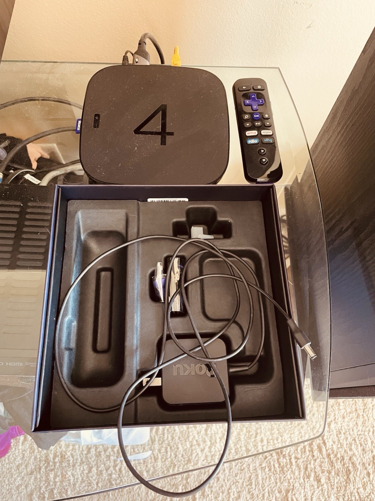 Roku 4 ~Media Streamer 4400X ~ Black Bundle with HDMI Cable & Free extra Remote.
