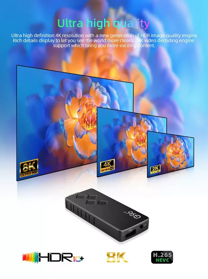 Smart TV Stick Android 13 Dual Wifi BT5 4k W/ Voice/Infrared Remote Control