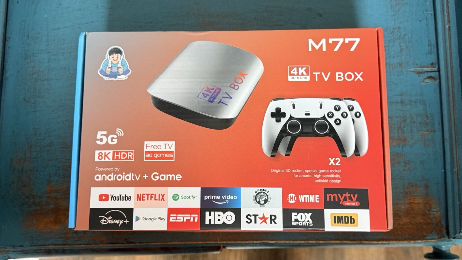 M77 8K HDR Android TV Box, 4K, Wi-Fi, HDMI, Game Support, Controller