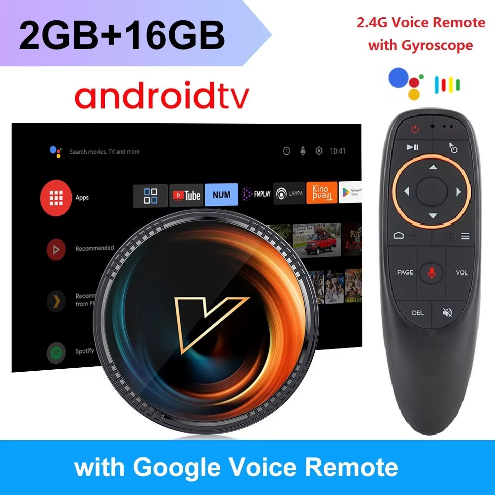 W2 Android TV Box S905W2 4GB 64GB 4K AV1 Dual WiFi Voice Remote Media Player