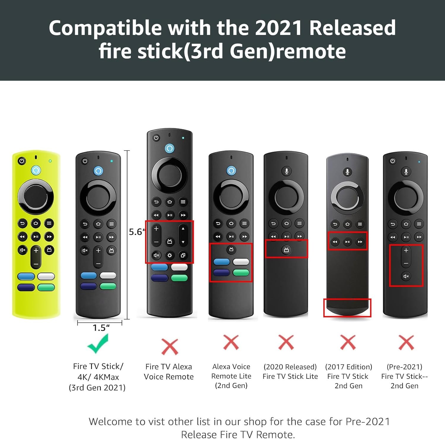 (2 Pack) Fire Stick Remote Cover 3rd Gen Glow Yellow&Not Rose Red