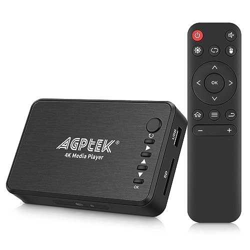 4K HDMI Media Player, Supports 14TB HDD/256GB USB/SD Card, Remote Control, MP4 A