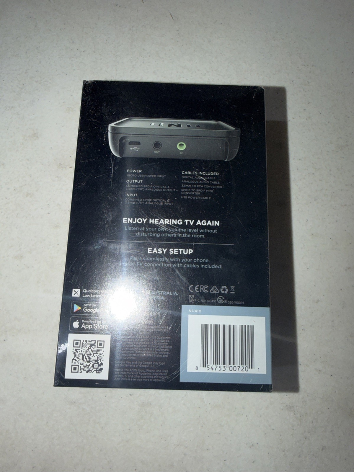 Nuheara IQ Stream TV Wireless Audio Streamer For IQ Buds Personal Volume Control
