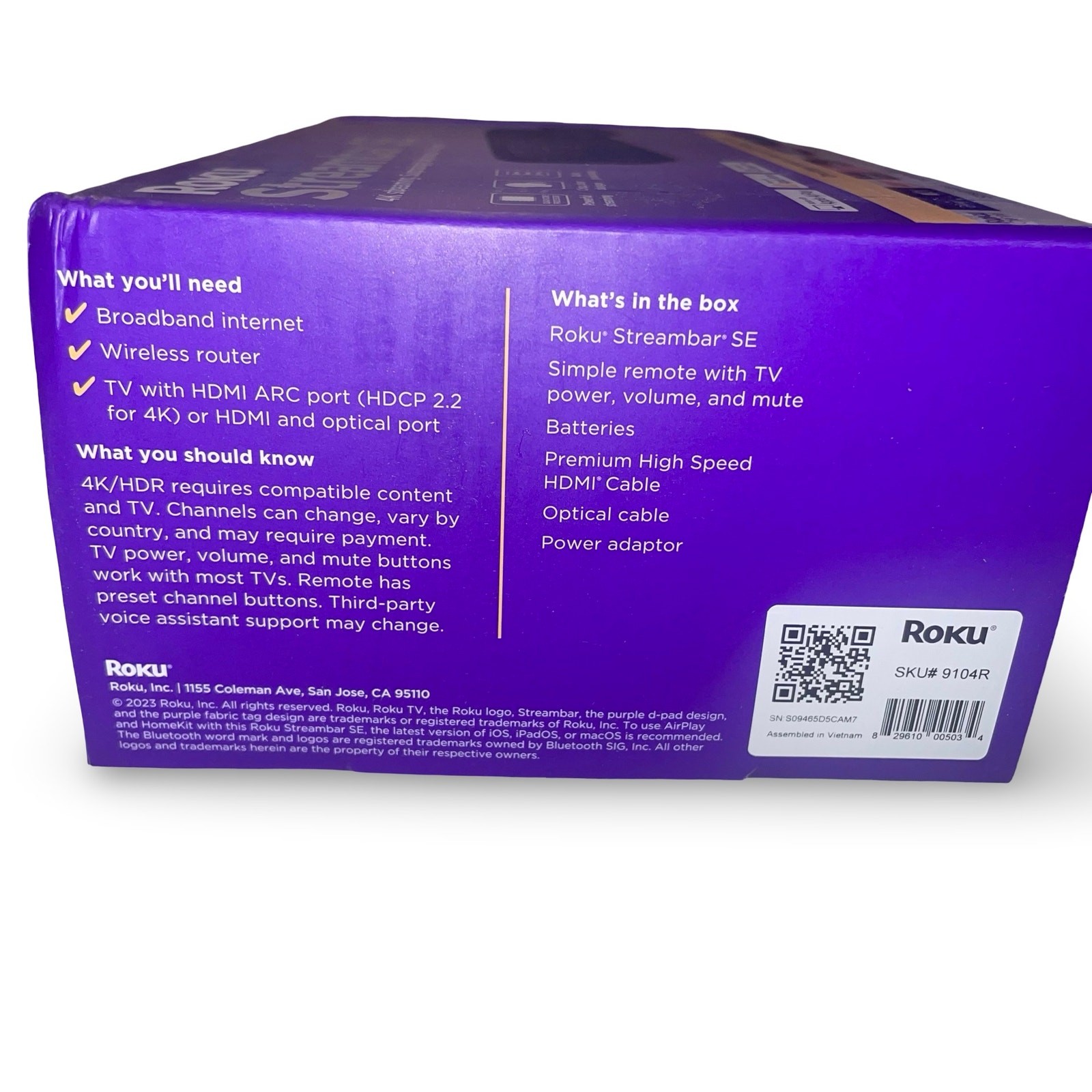 Roku Streambar SE 4K HDR Streaming Media Player & Compact Soundbar Black