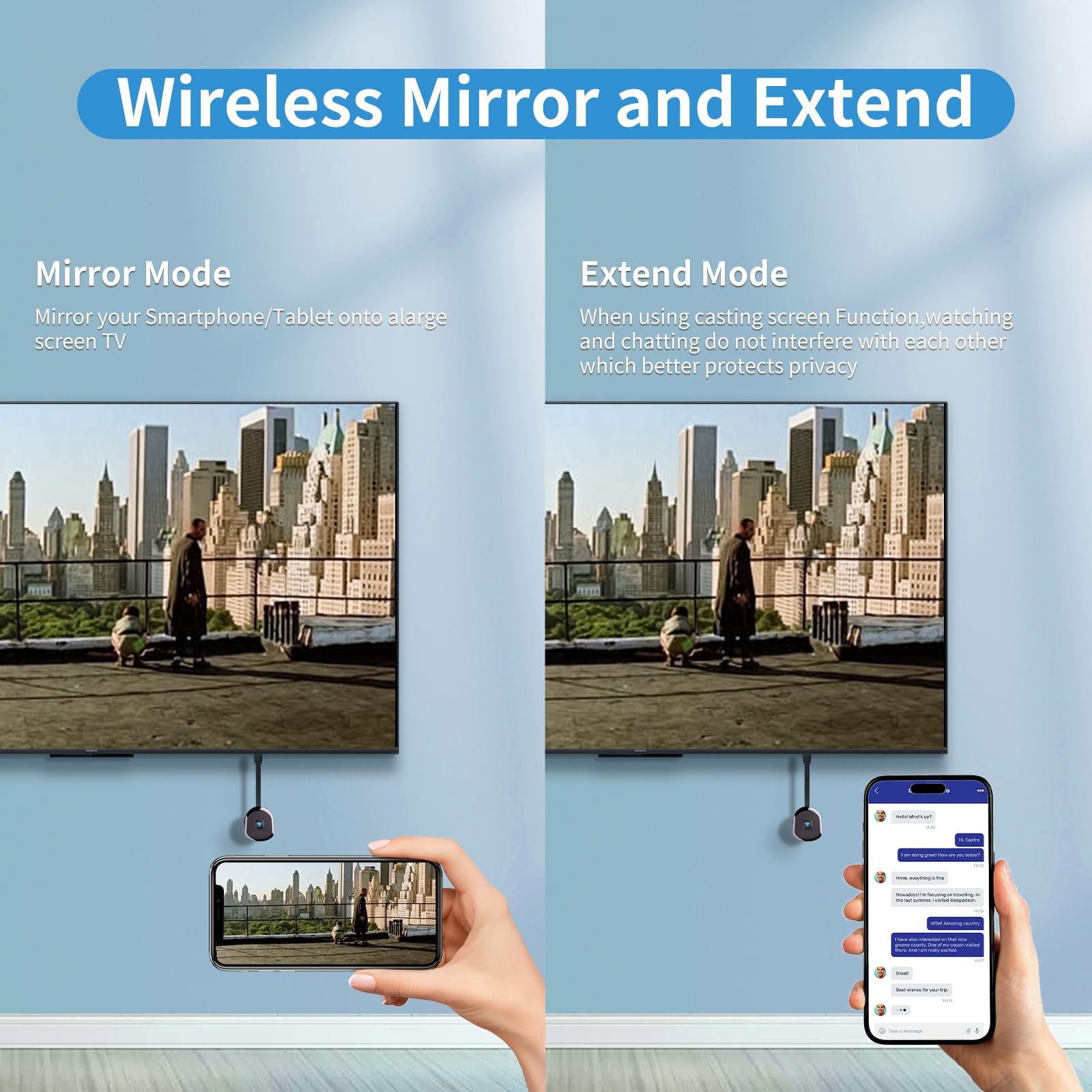 4K Wireless Display Adapter for TV, Screen Mirroring iOS Android Windows