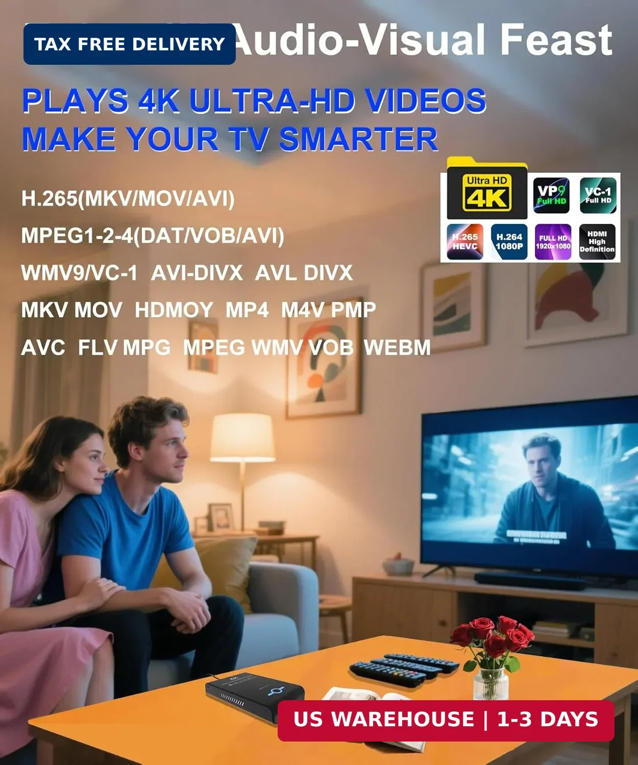 4K Ultra HD Media Player & HDD Enclosure 2-in-1,Digital Signage, Play H.265/HEVC