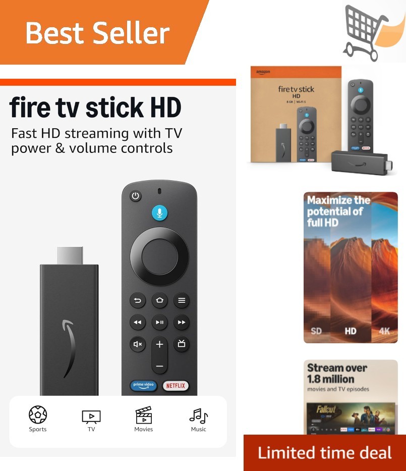 HD Streaming Device with Alexa Voice Remote Free Live TV Smart Home Controls
