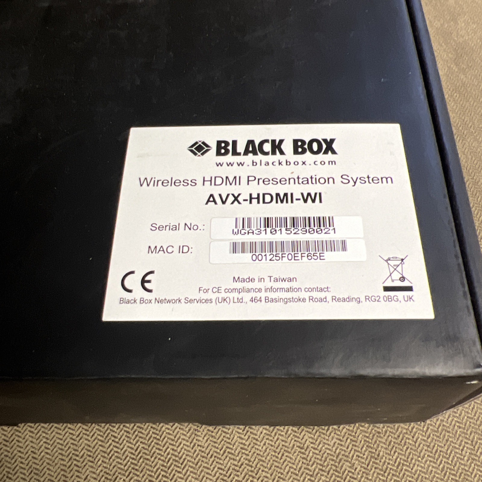 Black Box Wireless HDMI Presentation AVX-HDMI-WI – Open Box