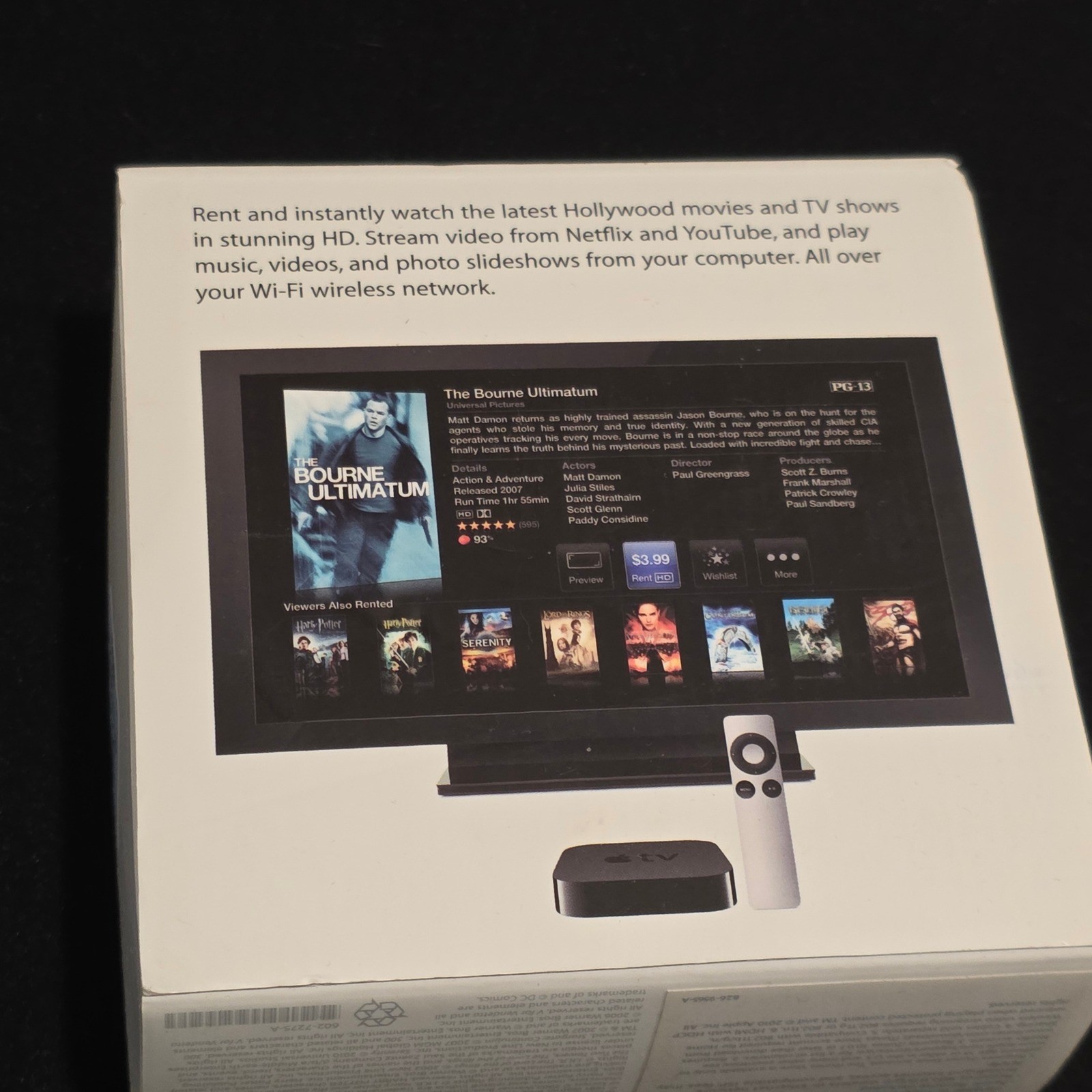 Apple TV Media Streamer with Box 2nd Generation A1378 MC572LL/A Black 720p HD