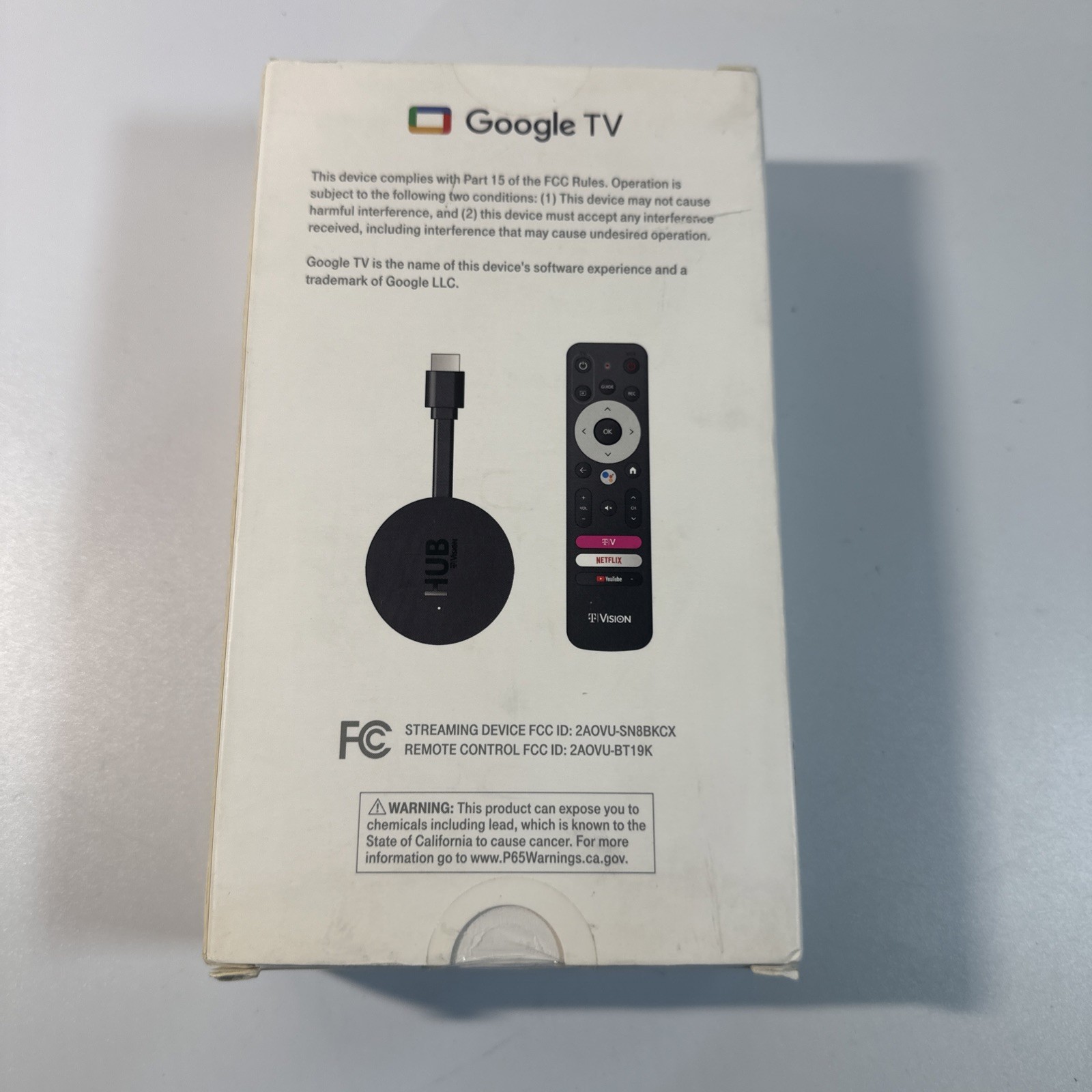 HUB T-Vision Google TV With Remote Streaming New