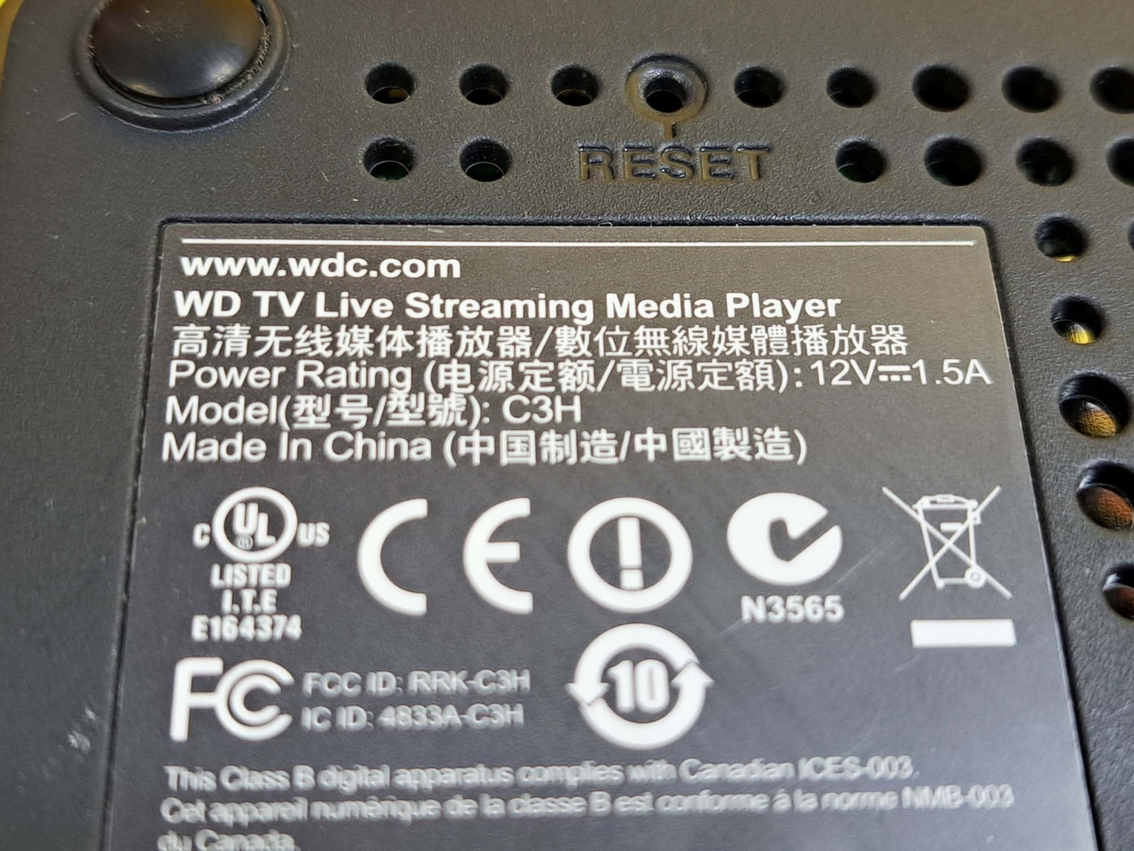 ⚡WESTERN DIGITAL C3H WD TV LIVE STREAMING MEDIA PLAYER COMPACT FULL HD HDMI USB⚡