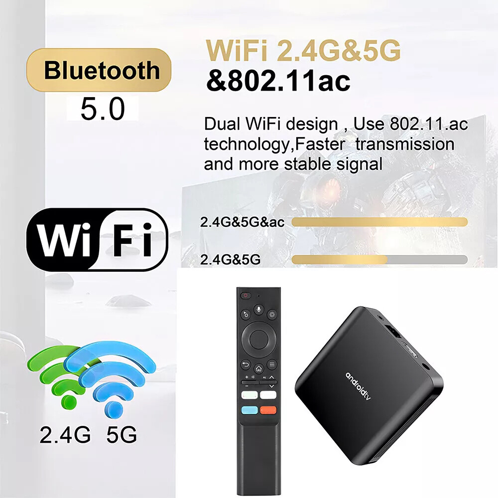 TV98 PLUS Android 14.0 Smart TV Box Quad Core UHD 8K BT5.0 5G WiFi Media Player
