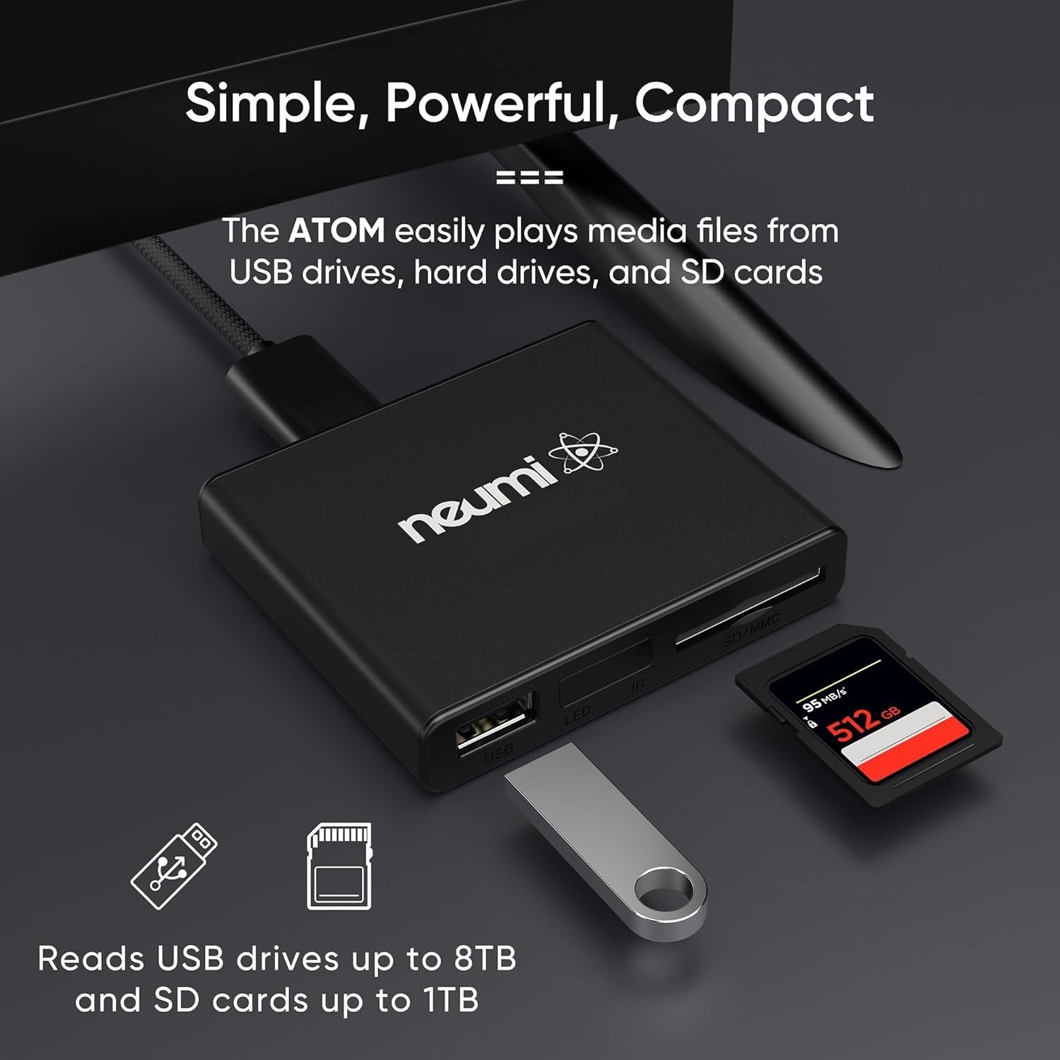Seamless Playback with NEUMI Atom 1080P Media Player – USB & SD Card Compatible