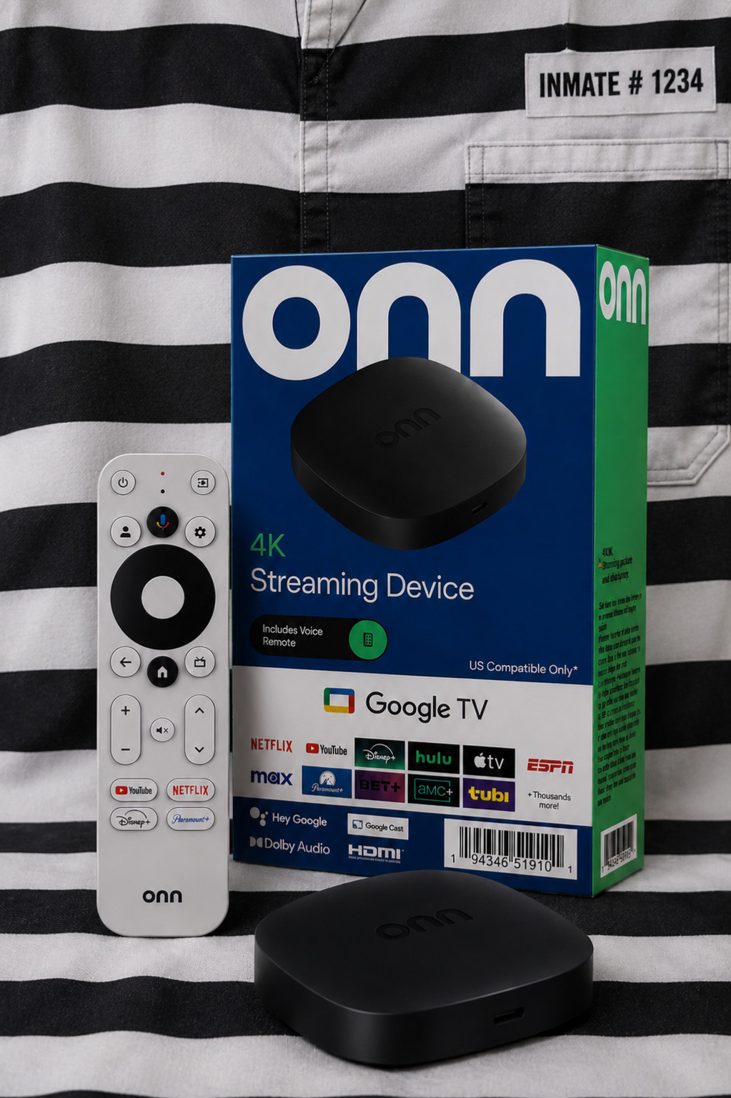 onn j/b Streaming Device, Google TV – Fast Streaming, Ultra 8GB Storage, 2GB!