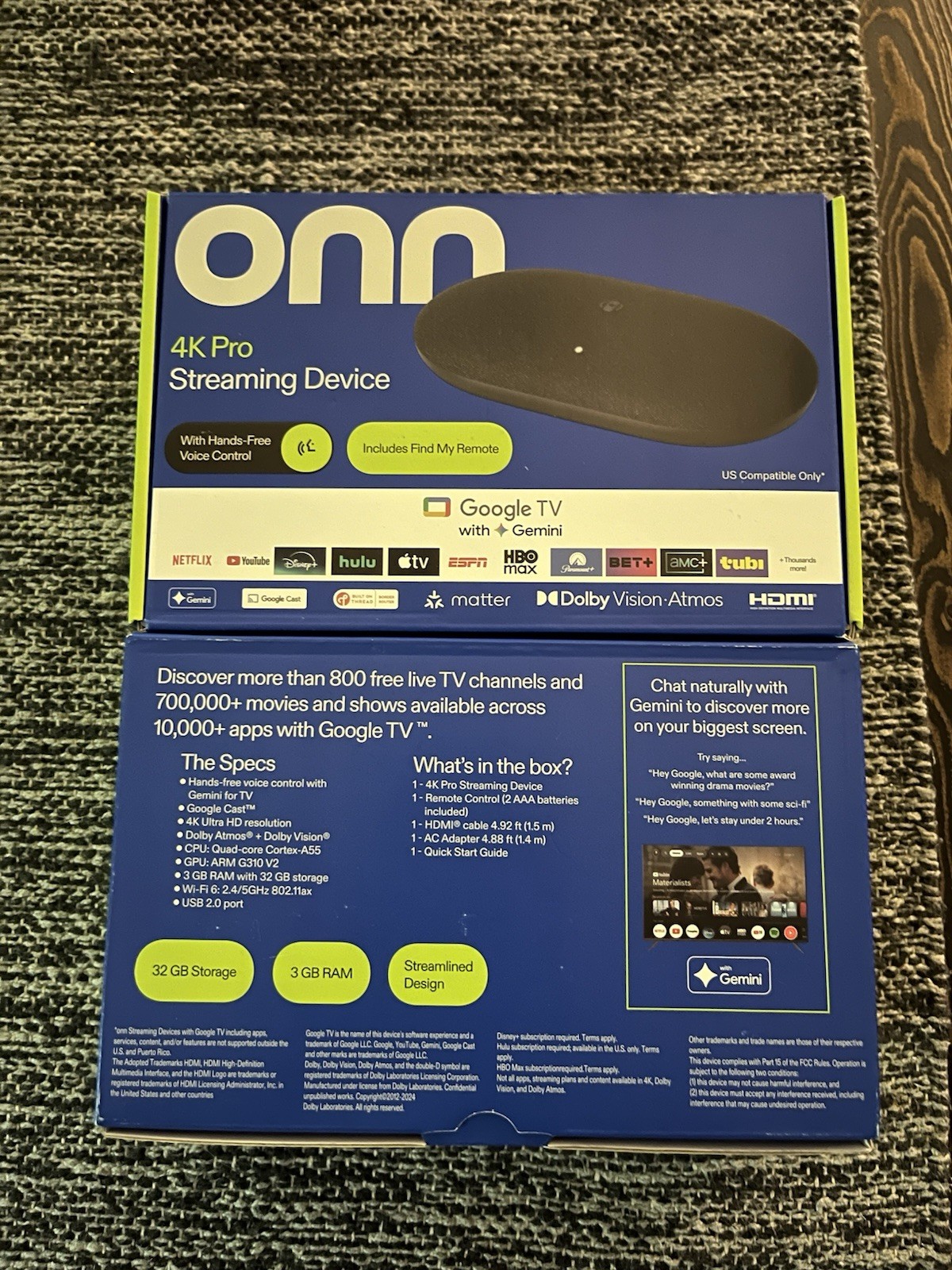 onn. 4K Pro Loaded Google TV 32GB Dolby Atmos Wi-Fi HDMI Voice 2026