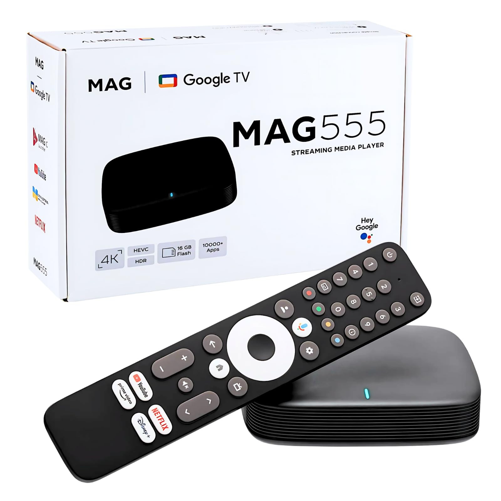 Raxxio MAG555 4K Streaming Media Player Google TV OS, Dual-Band Wi-Fi, 4K HDR…