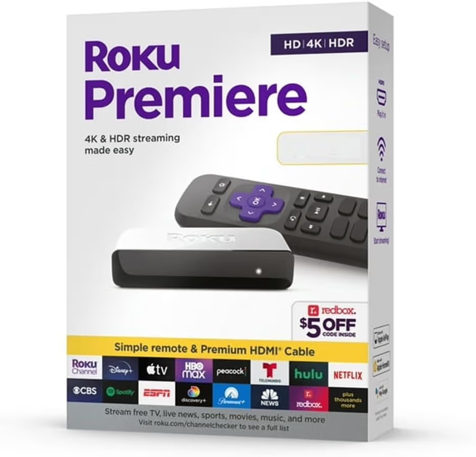Brand New Roku Premiere 3920RW HD/4K/HDR Streaming Media Player,Latest Version!