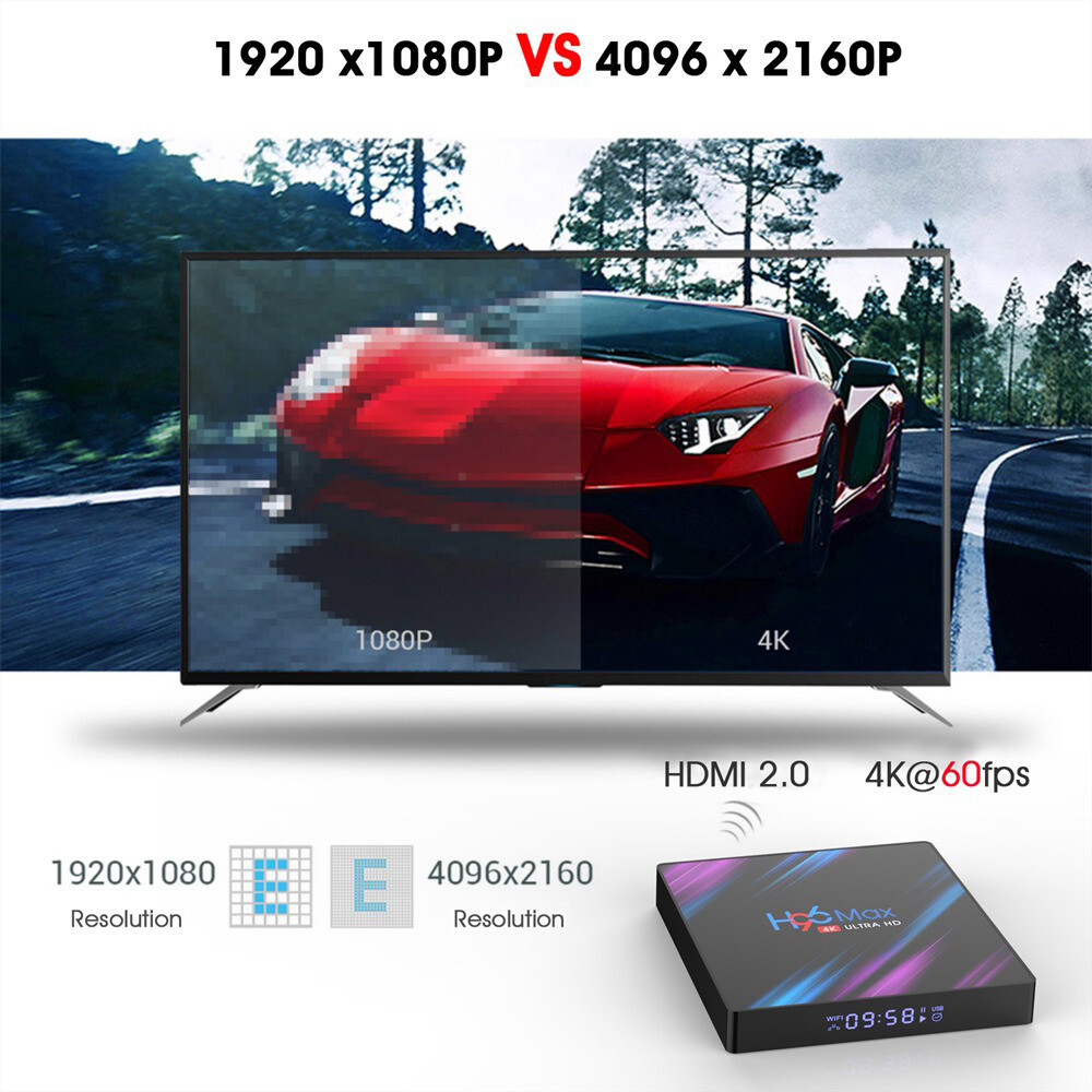 H96 Max Android 9.0 4K Ultra HD 64Bit Smart Tv Box Wifi Smart Media Player