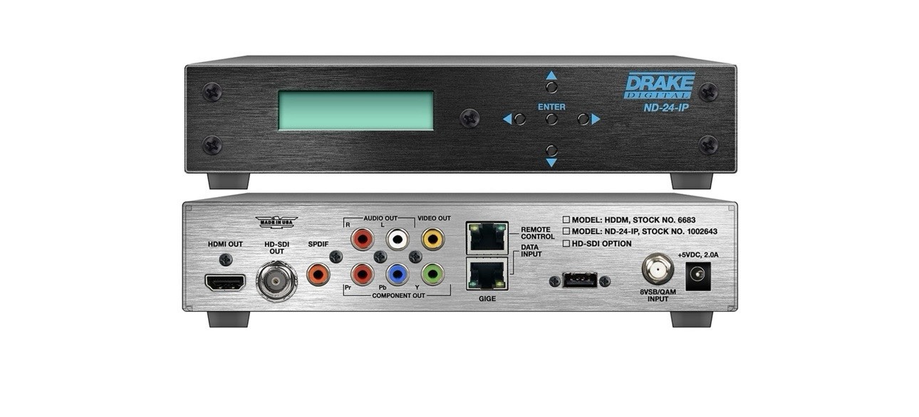 Drake ND-24-IP Network Decoder with 3G-SDI/HDMI/Component Outputs