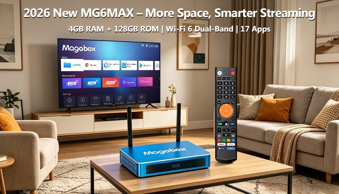 MagaBox MG6 Max Latest Model 4Gb/128Gb -Bluetooth 2026-2027 best box more apps