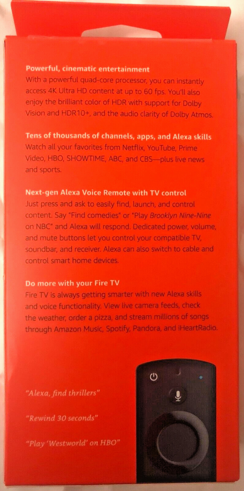 AMAZON FIRE TV STICK HDR/4K STREAMING DEVICE w/ALEXA VOICE REMOTE ~FREE SHIPPING