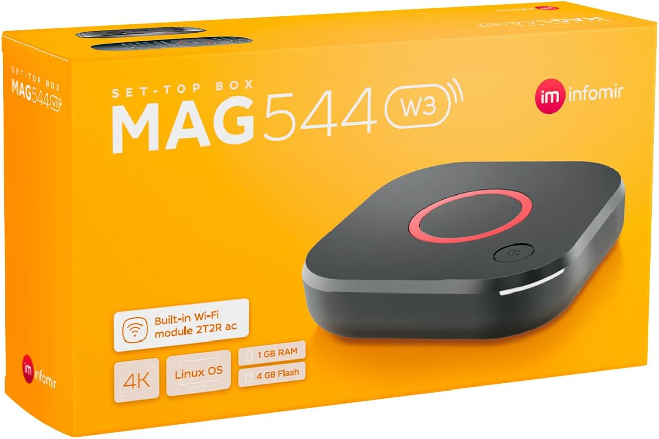 Mag544W3 4K Set Top Box | High-Performance Linux OS | 2160P @ 60 FPS, HDMI 2.1,