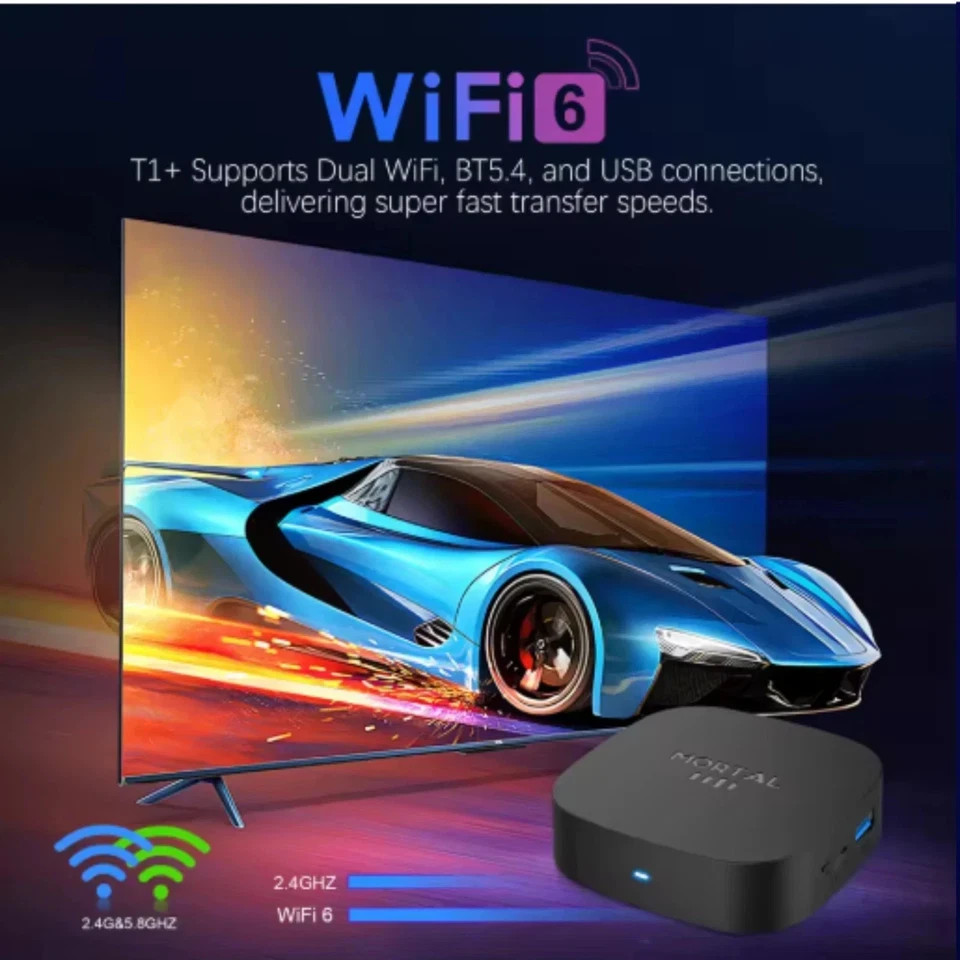 2025 New Android TV Box T1+ Rockchip RK3518 Android 16 8GB RAM 128GB ROM WiFi US