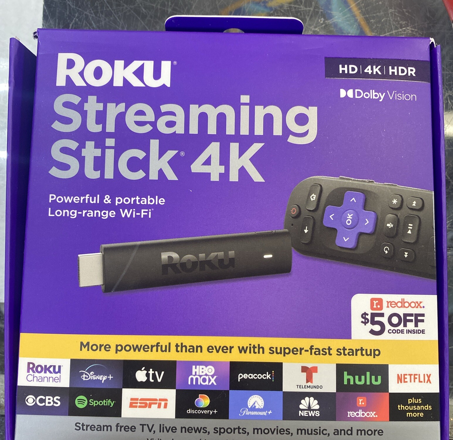 Roku Streaming Stick 4K/Hdr/Dolby Vision with Voice Remote with Long-Range Wi-Fi