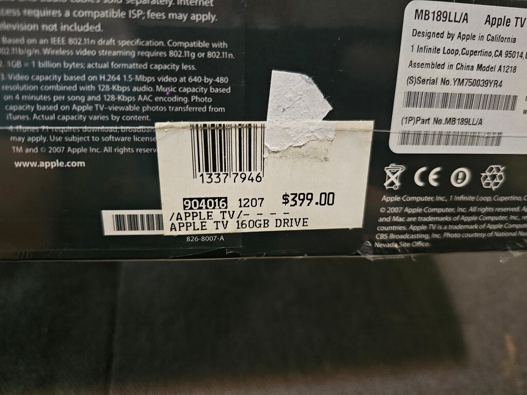 RARE MAC + PC Apple TV (1st Generation) 160GB Media Streamer. A1218. NEW SEALED.