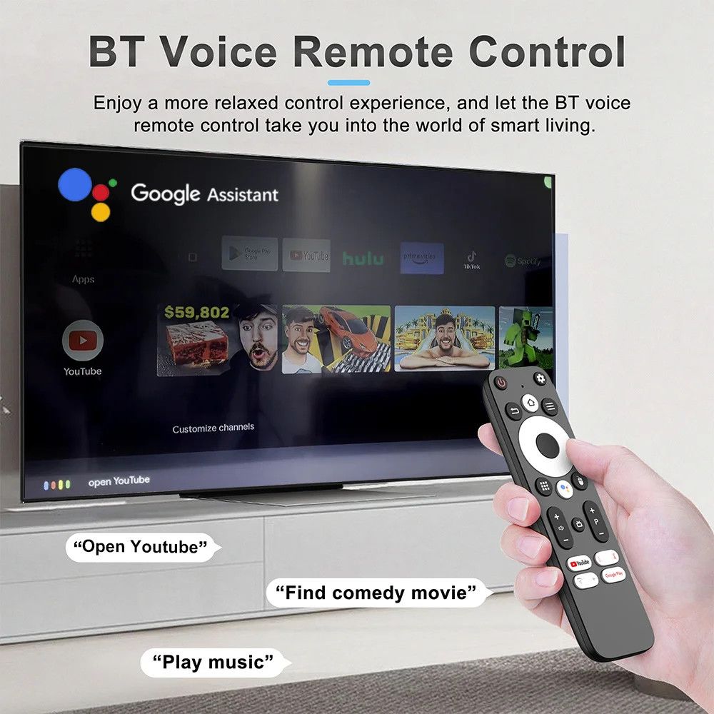 VONTAR DQ06 ATV Android 12 TV Stick 4K@60fps WiFi6 BT5.0 Voice Remote 2GB/16GB