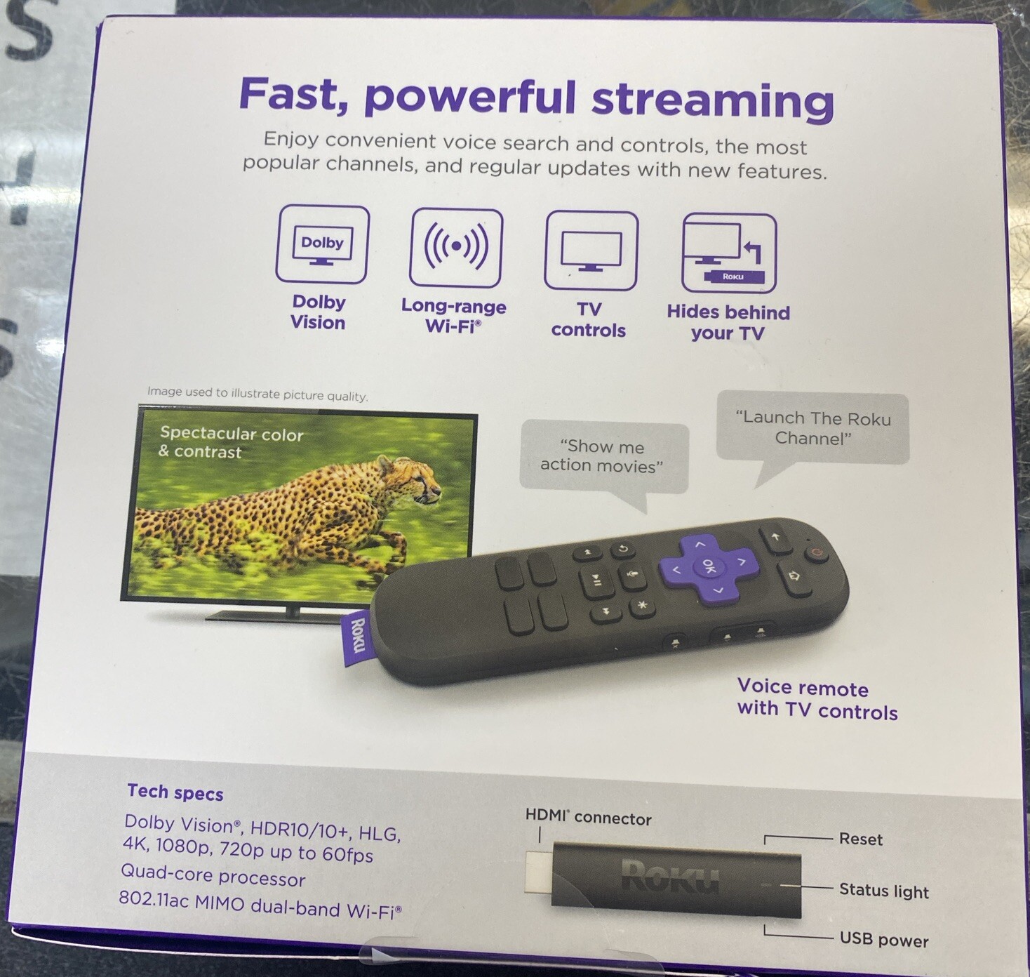 Roku Streaming Stick 4K/Hdr/Dolby Vision with Voice Remote with Long-Range Wi-Fi
