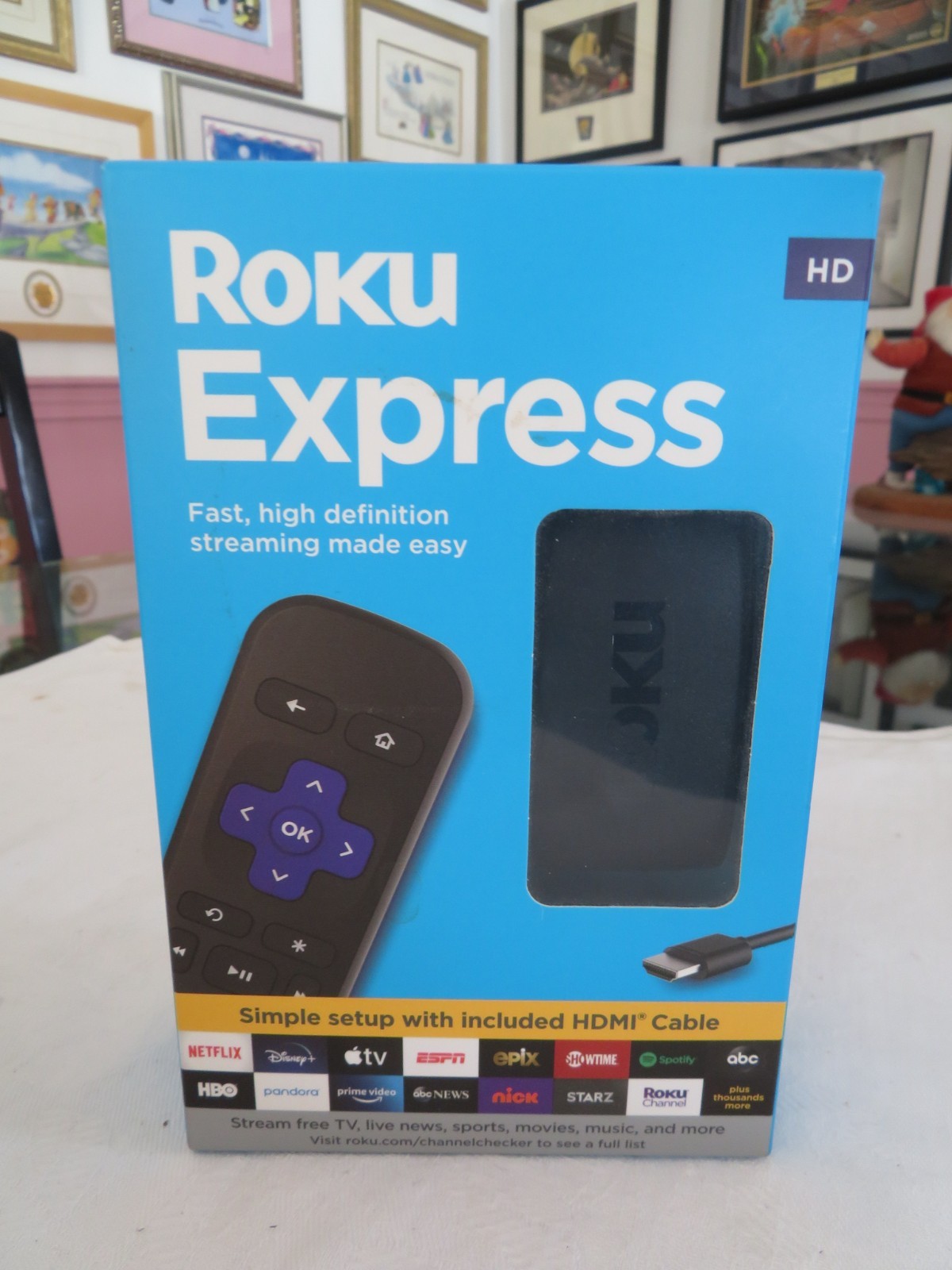 New Roku Express HD Streaming Device with HDMI Cable & Remote – Black (3930R)