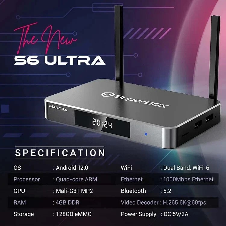 Superbox S6 Ultra 128GB 2025 Model FREE Fast Shipping BRAND NEW OVER 1700 CHANEL