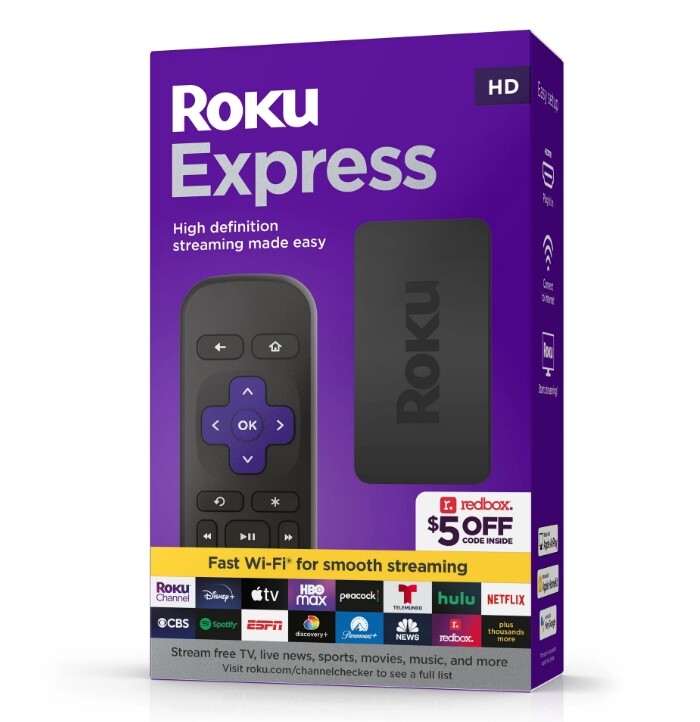 Roku 3960RW Express HD Streaming Device – with High-Speed HDMI Cable, Simple