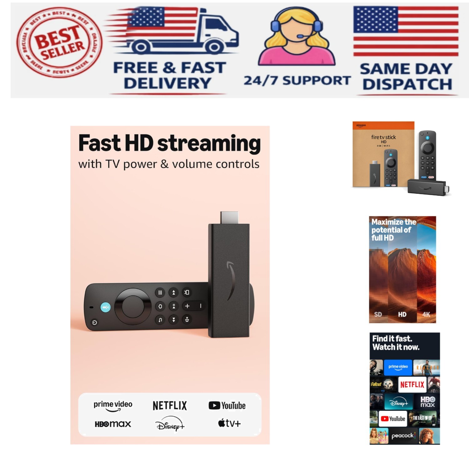 All-in-One Stick HD with Live TV Access – Voice-Control Your Entertainment