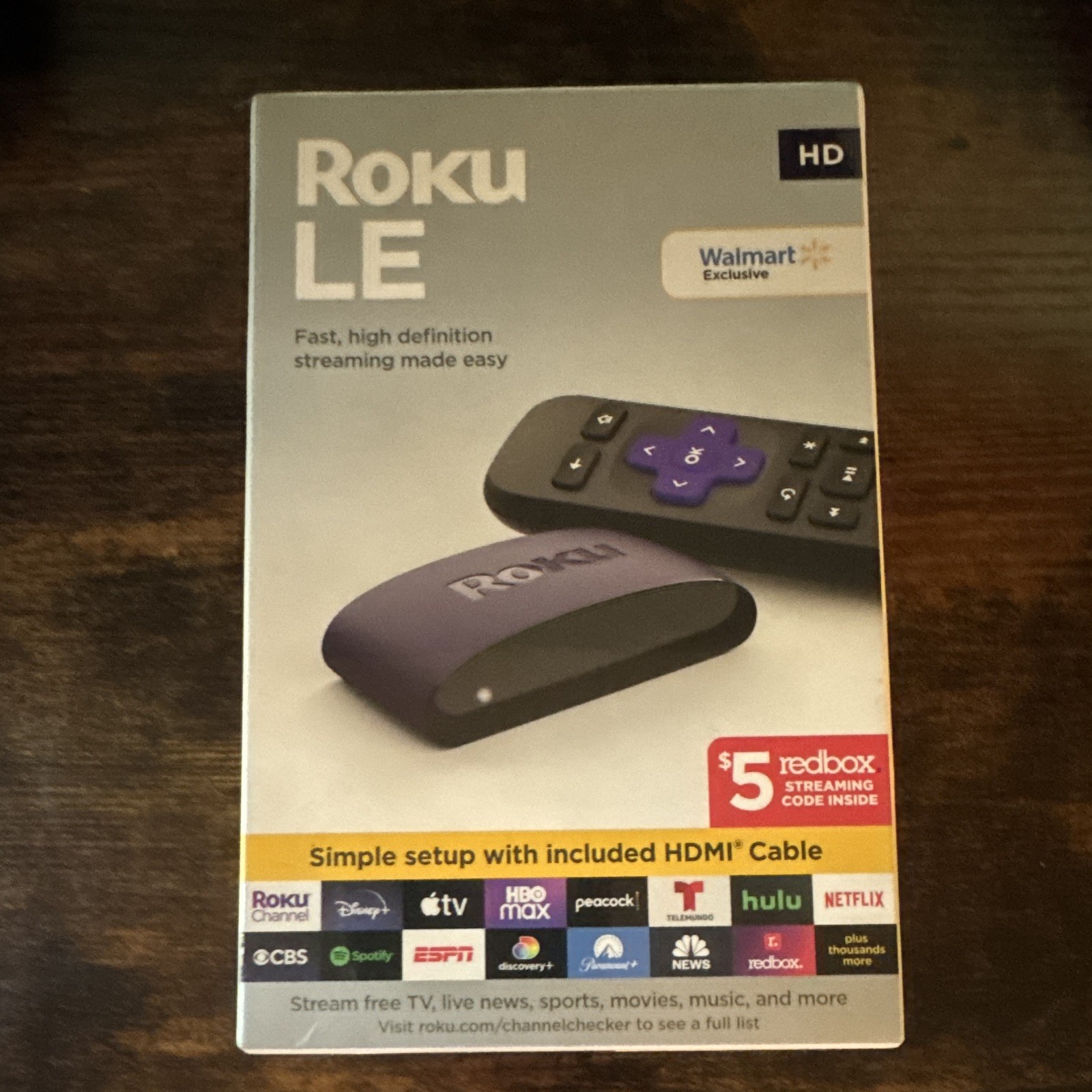 Roku LE 1080p HD Wi-Fi Streaming Player Purple w/ Remote HDMI & USB Cable