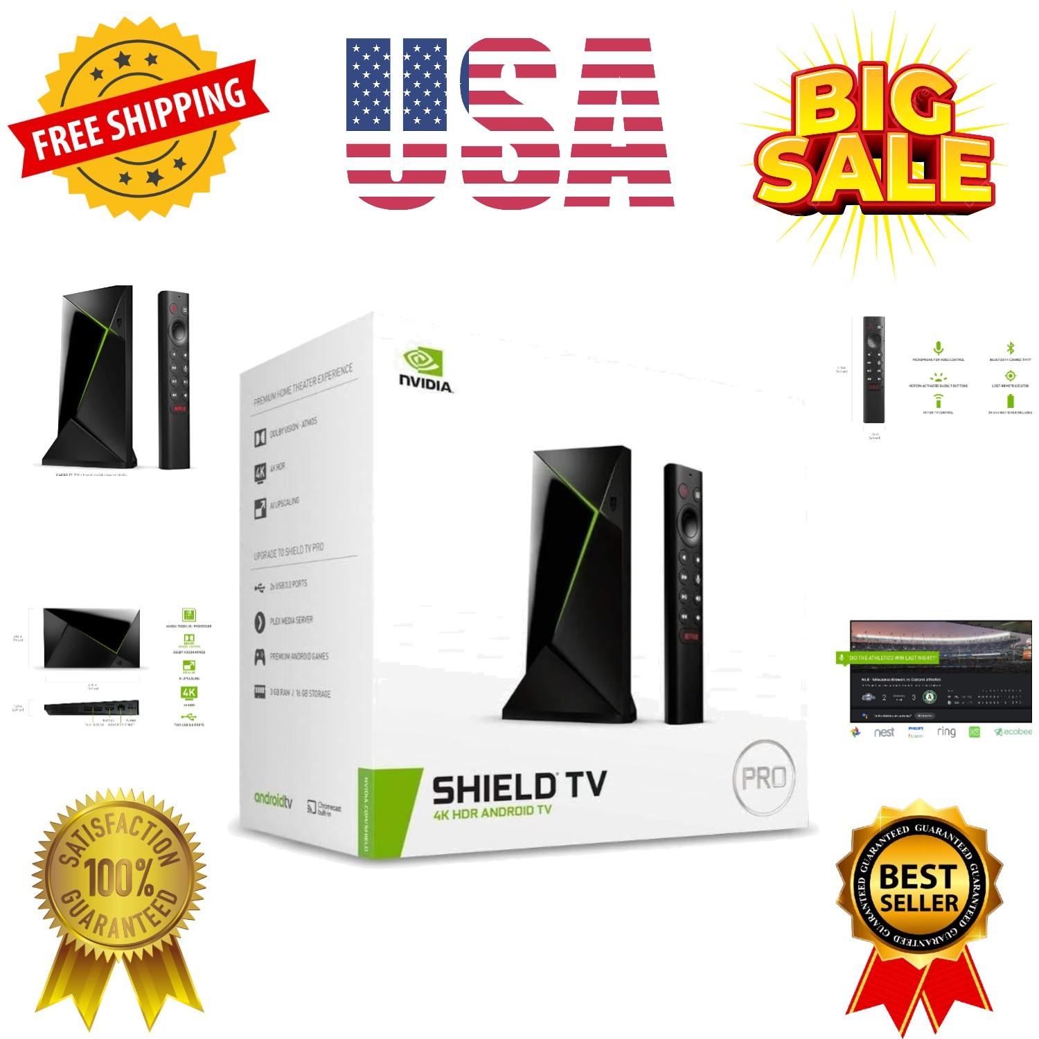 Shield Android TV Pro | 4K HDR Streaming Media Player High Performance, Dolby…