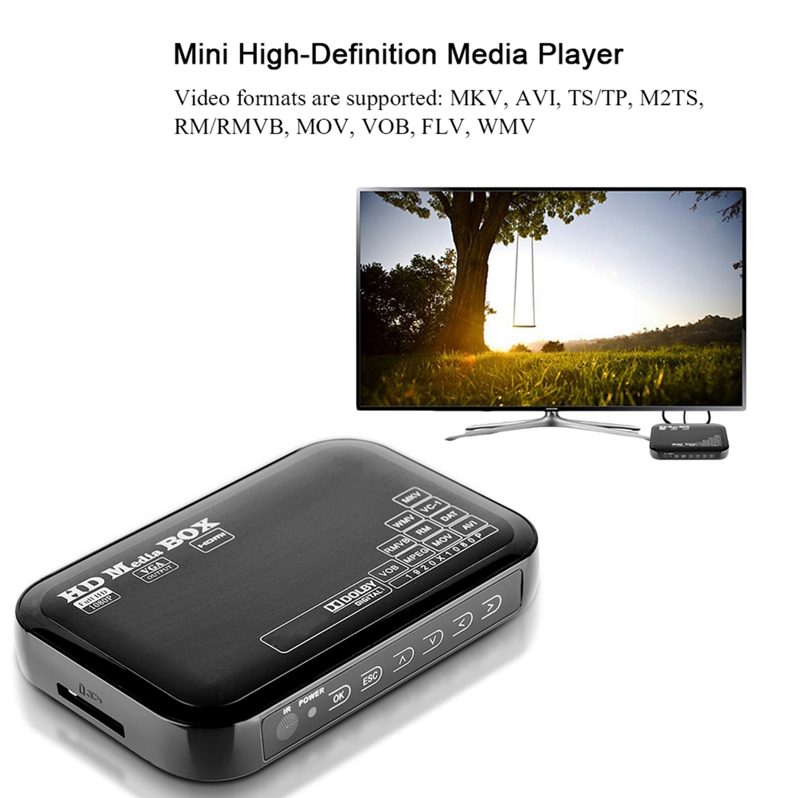 Mini HD 1080P Media Player Box Compact Design For Movies