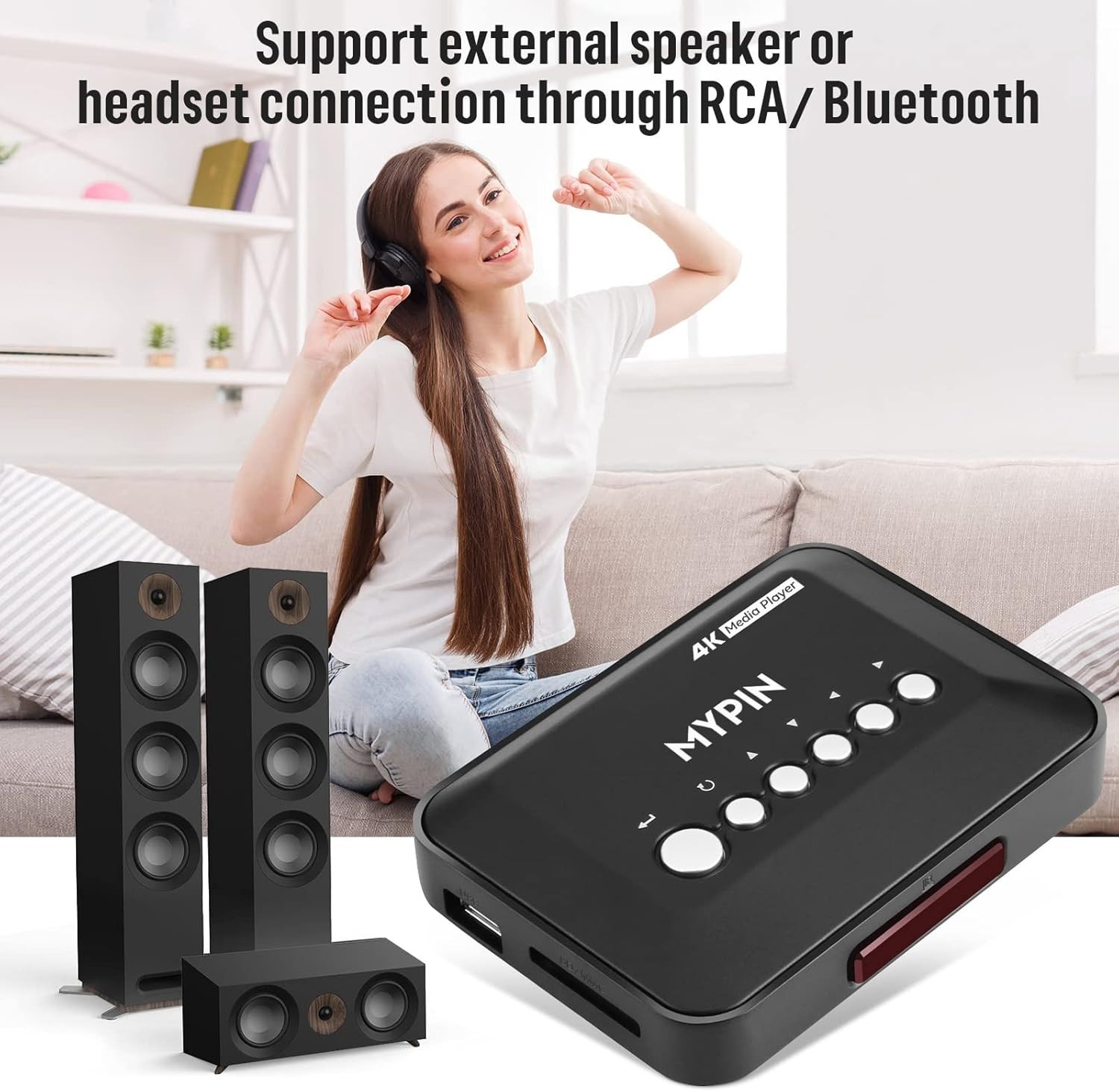 4K@30hz HDMI TV Media Player HDMI/AV Output Digital MP4 Player for 14TB HDD